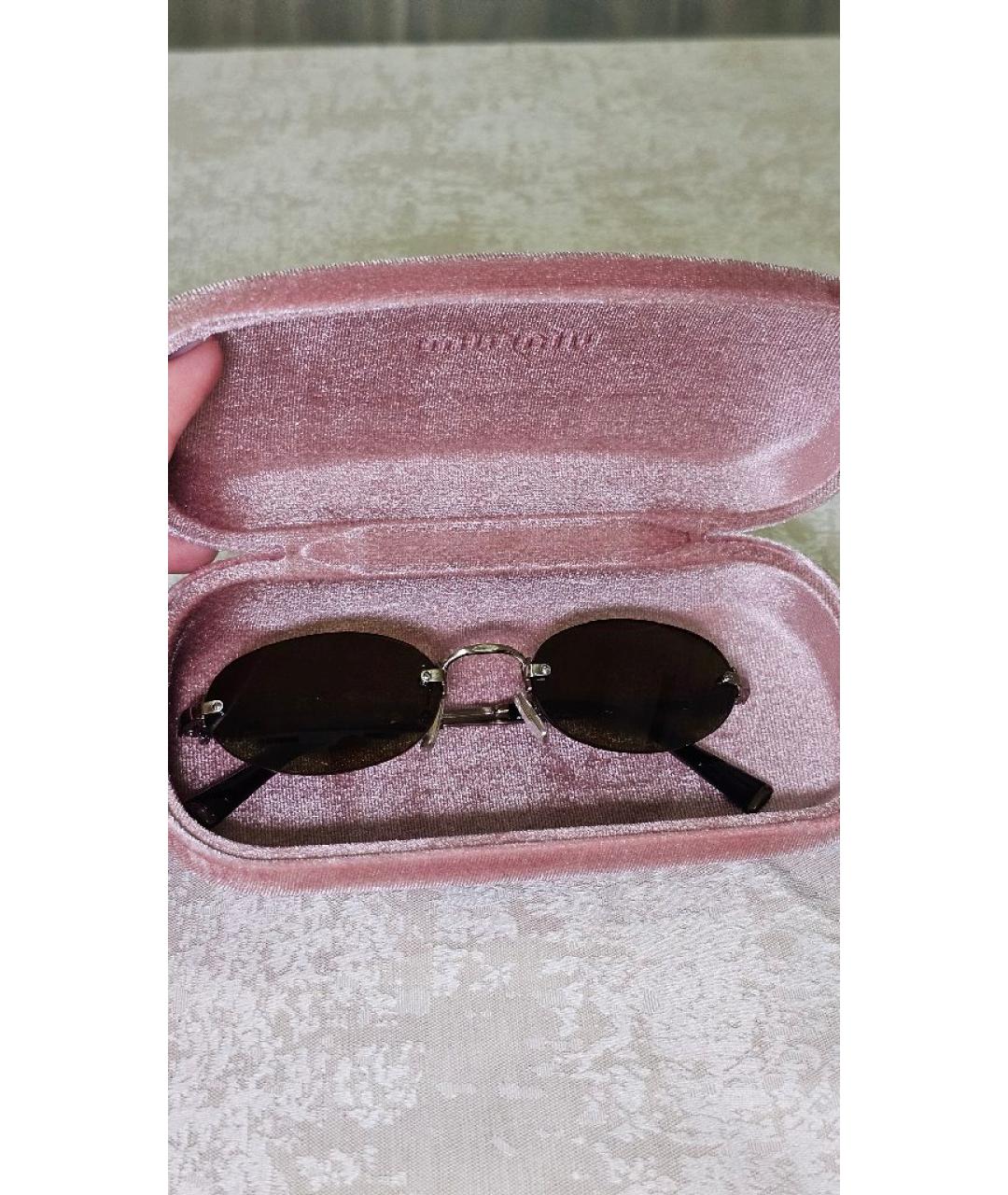 MIU MIU Коричневые металлические солнцезащитные очки, фото 4