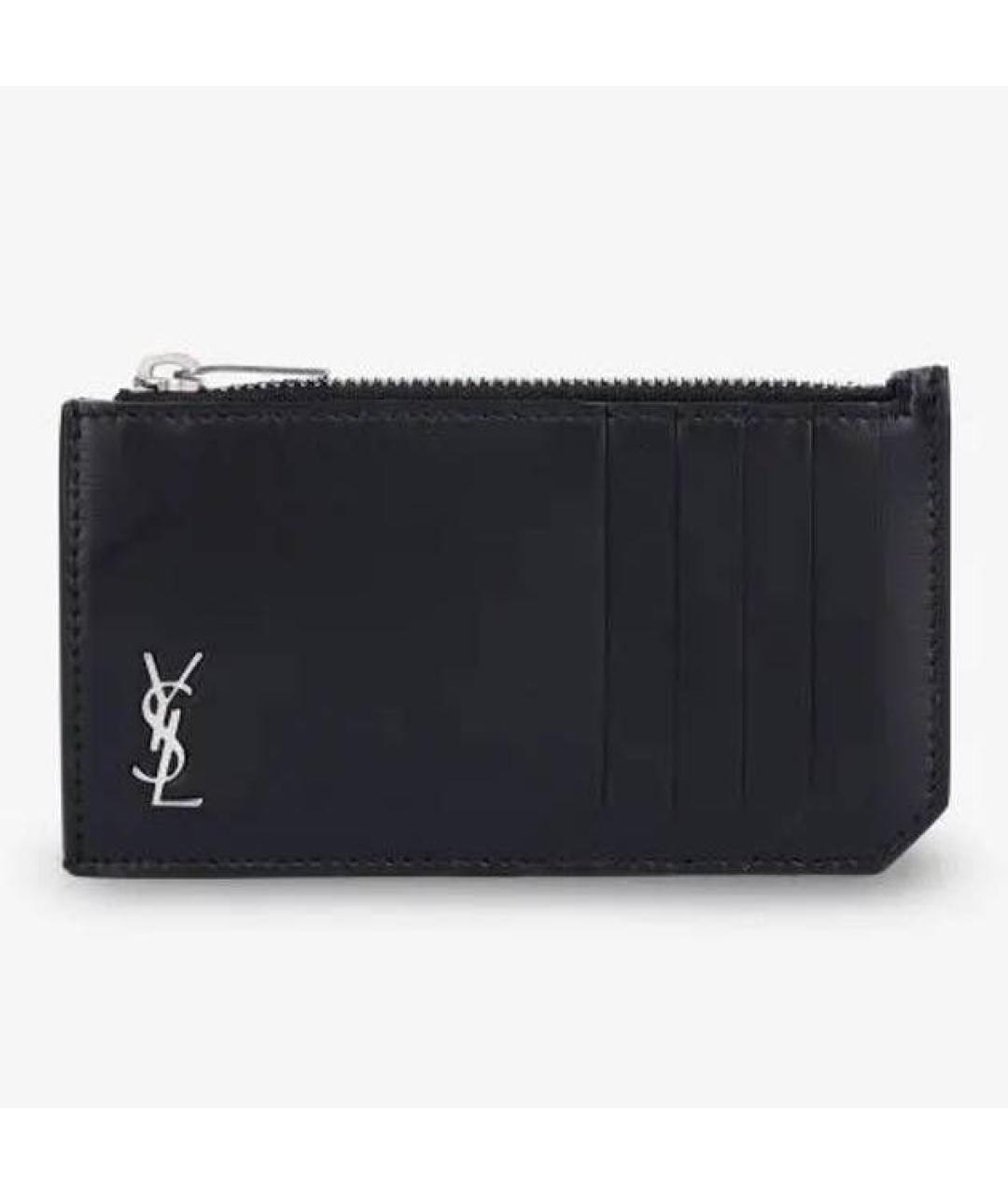 SAINT LAURENT Черный кожаный кардхолдер, фото 4