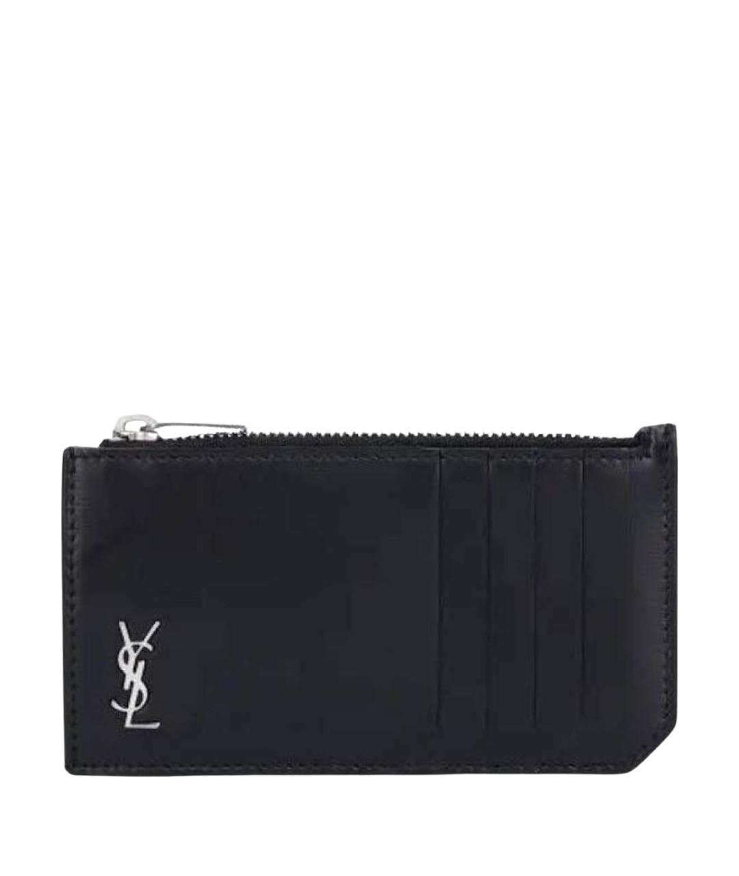SAINT LAURENT Черный кожаный кардхолдер, фото 1