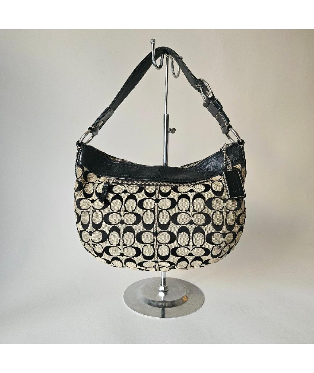 COACH Черная тканевая сумка через плечо, фото 6