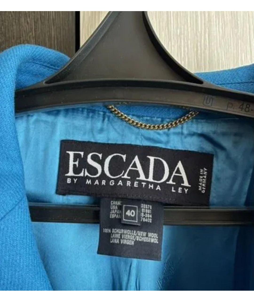 ESCADA Голубой шерстяной жакет/пиджак, фото 7