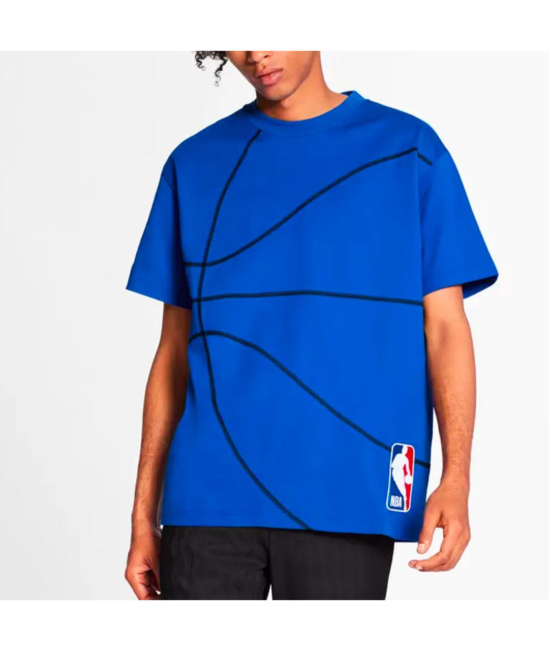 LOUIS VUITTON Синяя хлопковая футболка, фото 2