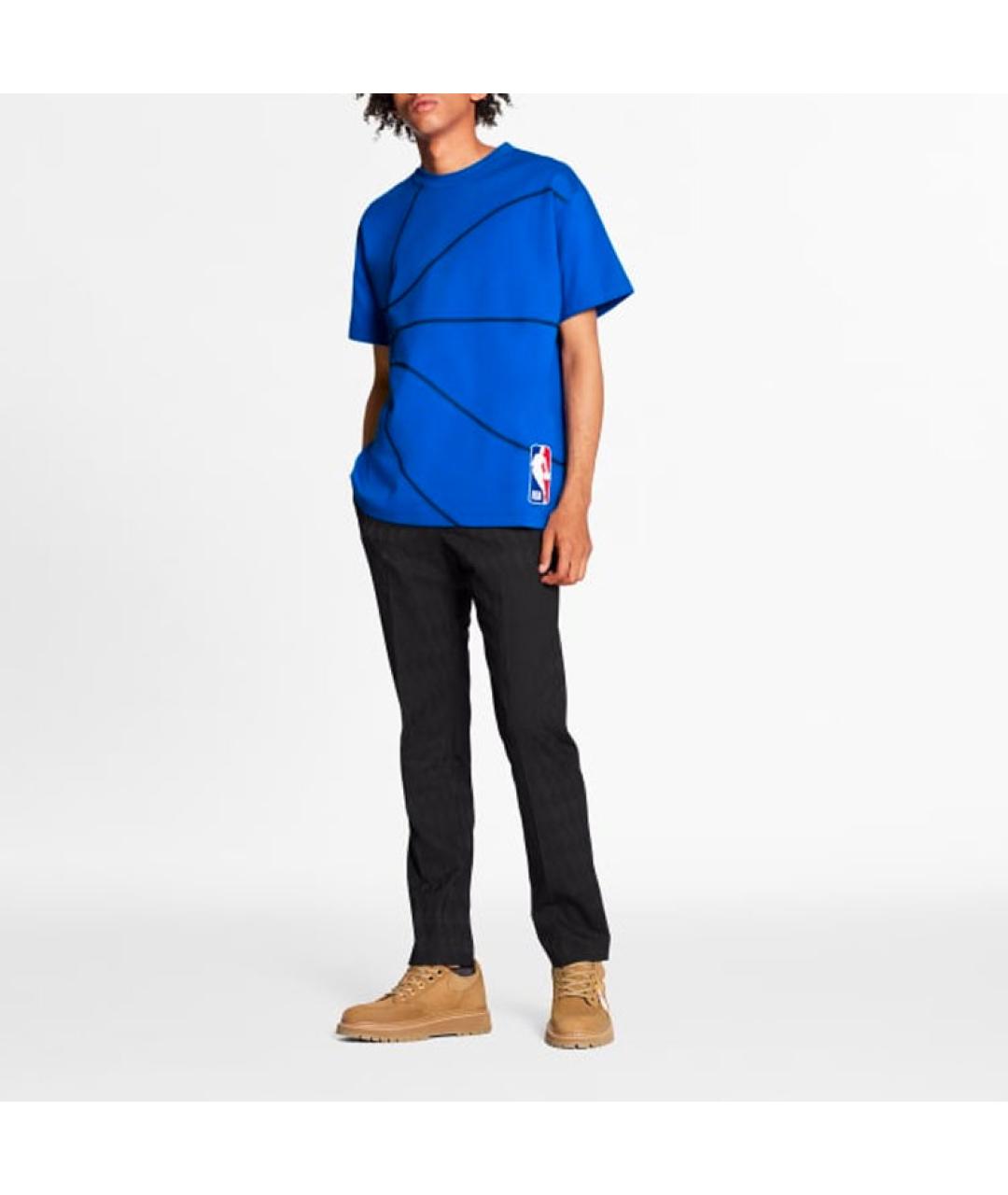 LOUIS VUITTON Синяя хлопковая футболка, фото 4