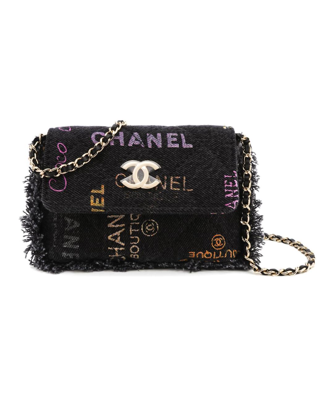 CHANEL Антрацитовая деним сумка через плечо, фото 7