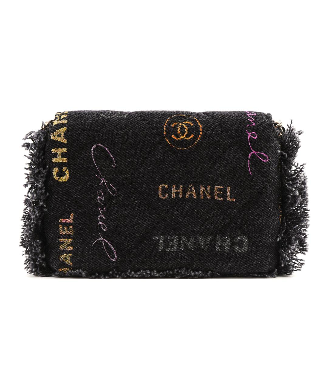 CHANEL Антрацитовая деним сумка через плечо, фото 3