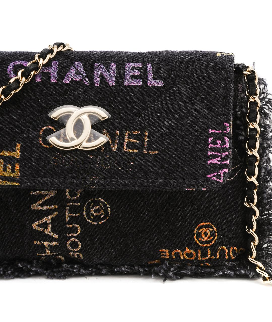 CHANEL Антрацитовая деним сумка через плечо, фото 5