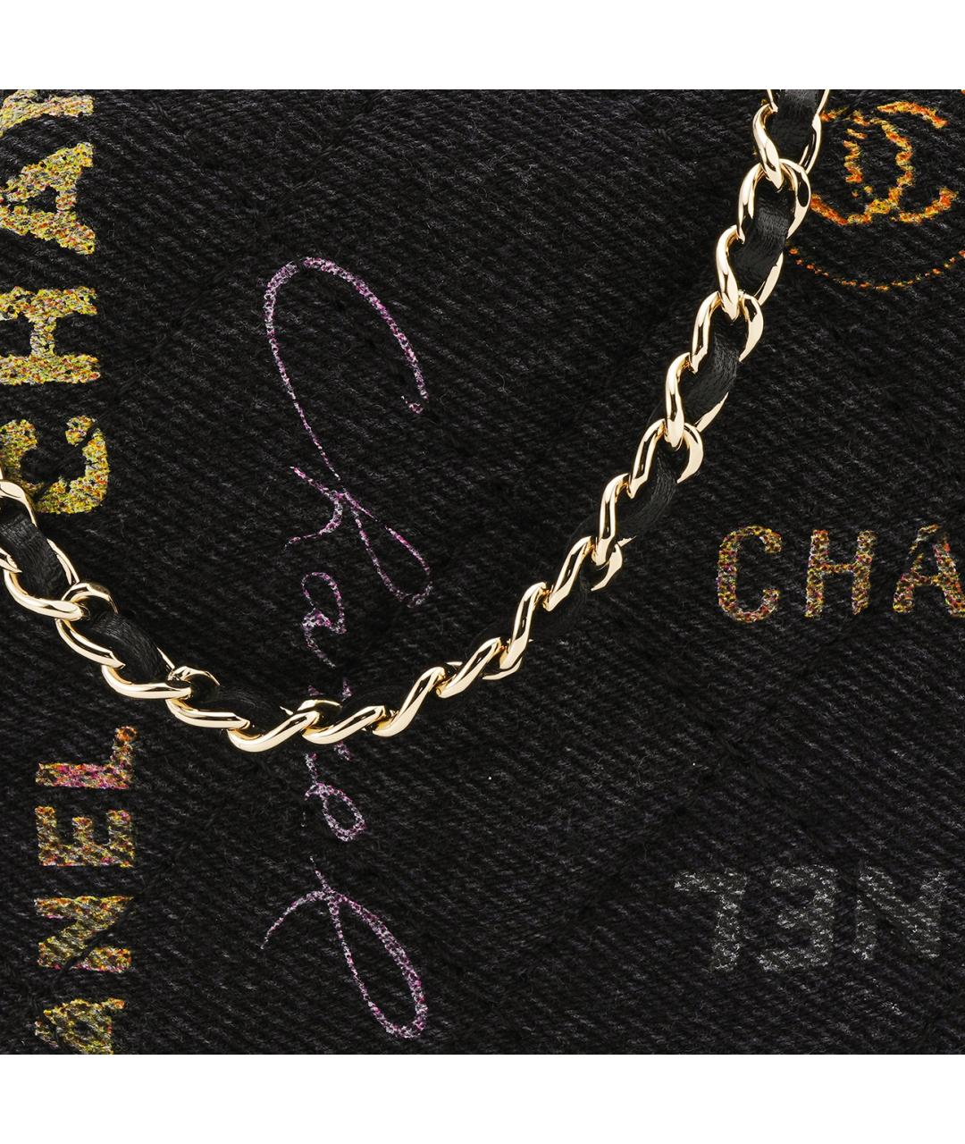 CHANEL Антрацитовая деним сумка через плечо, фото 6