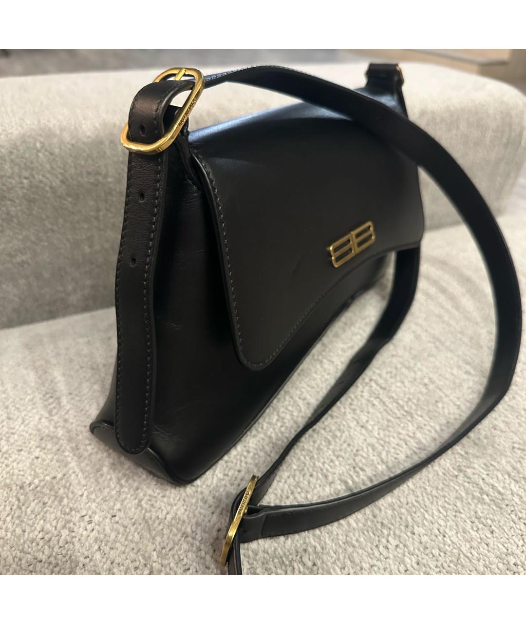 BALENCIAGA Черная кожаная сумка через плечо, фото 2