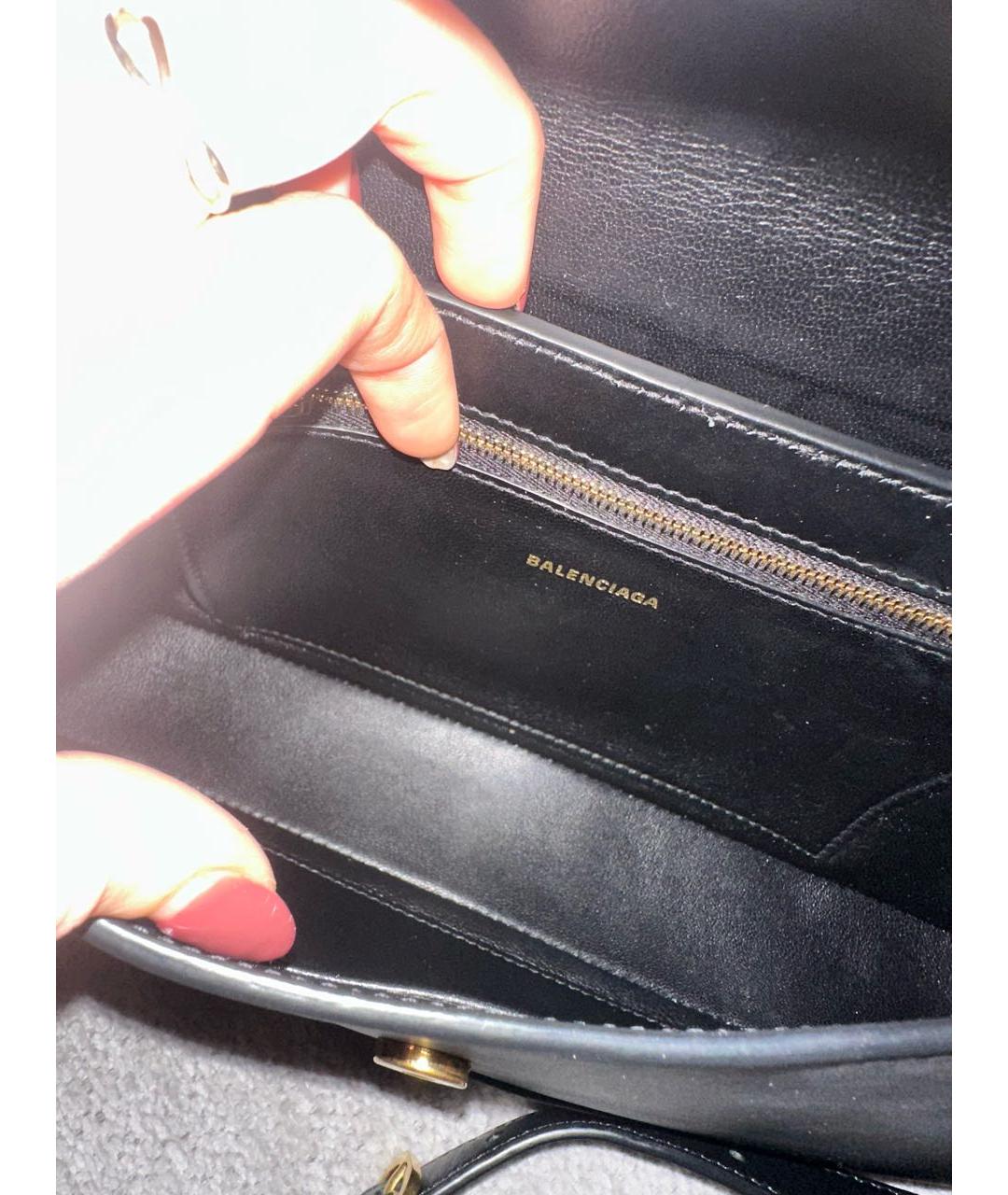 BALENCIAGA Черная кожаная сумка через плечо, фото 4