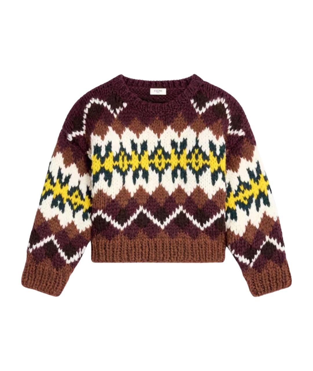 CELINE Бордовый шерстяной джемпер / свитер, фото 1