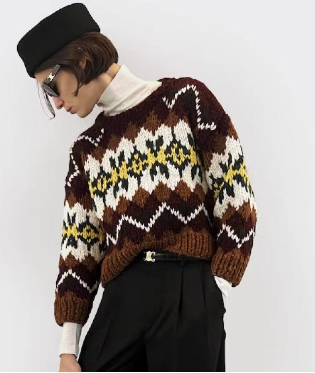 CELINE Бордовый шерстяной джемпер / свитер, фото 4