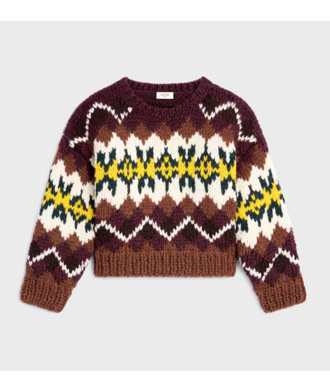 CELINE Бордовый шерстяной джемпер / свитер, фото 5