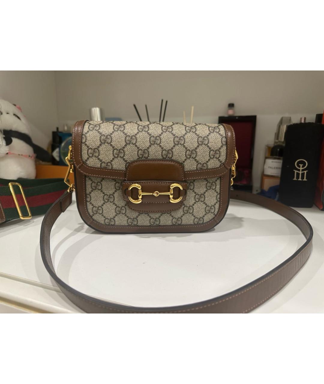 GUCCI Коричневая кожаная сумка через плечо, фото 9