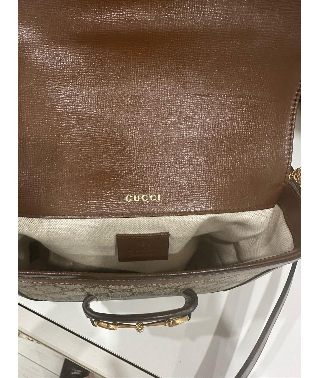 GUCCI Коричневая кожаная сумка через плечо, фото 6