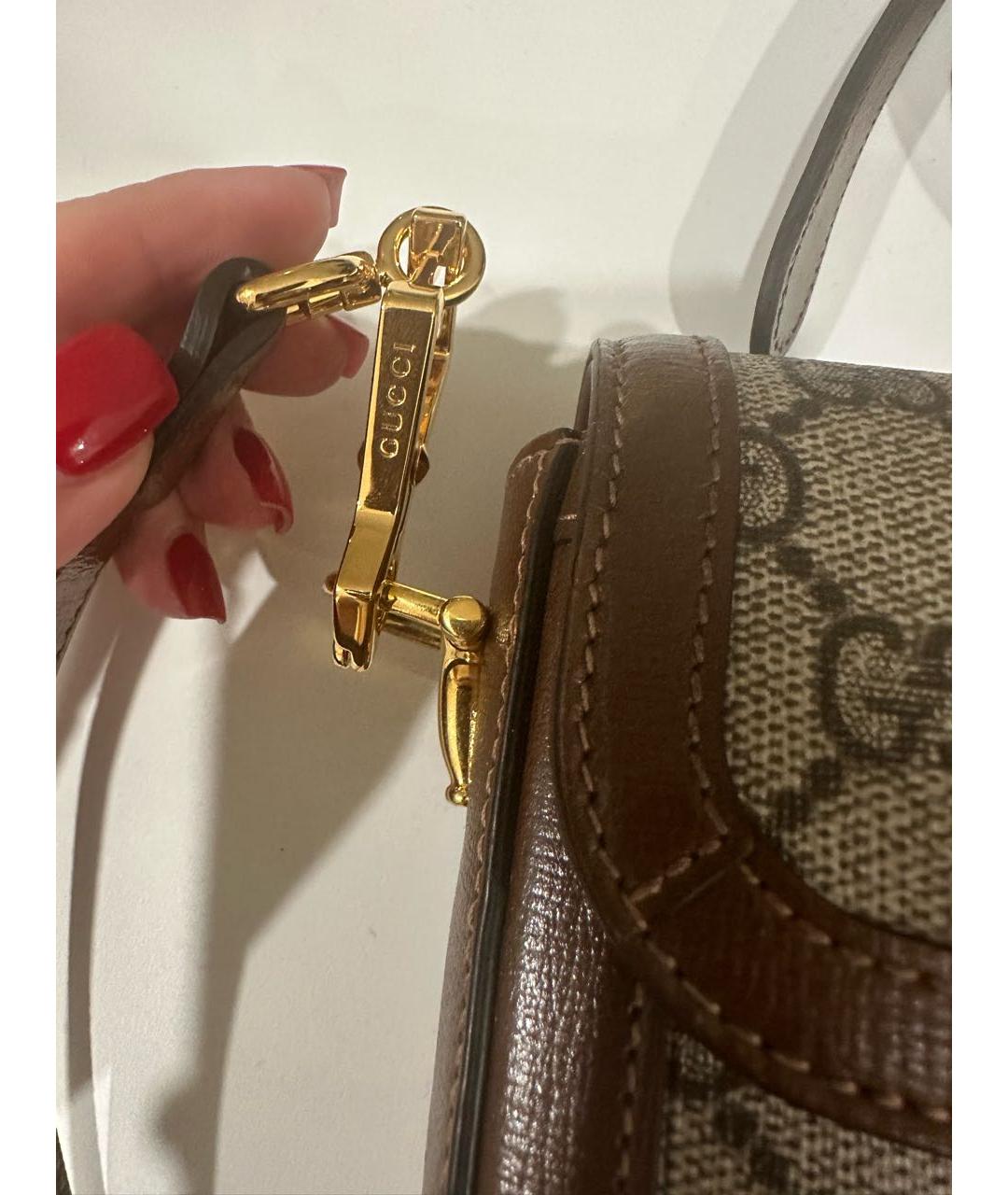 GUCCI Коричневая кожаная сумка через плечо, фото 7