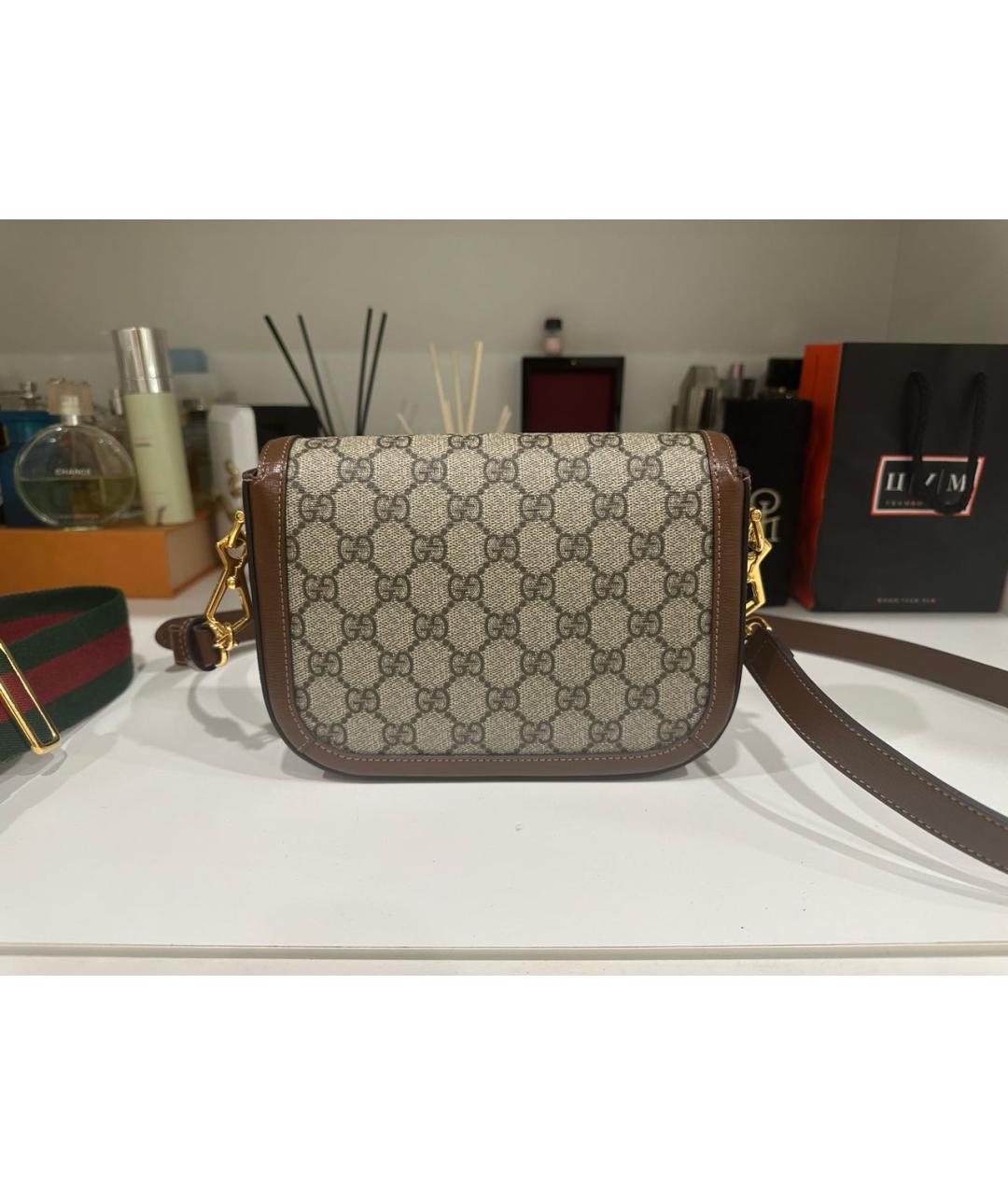 GUCCI Коричневая кожаная сумка через плечо, фото 3