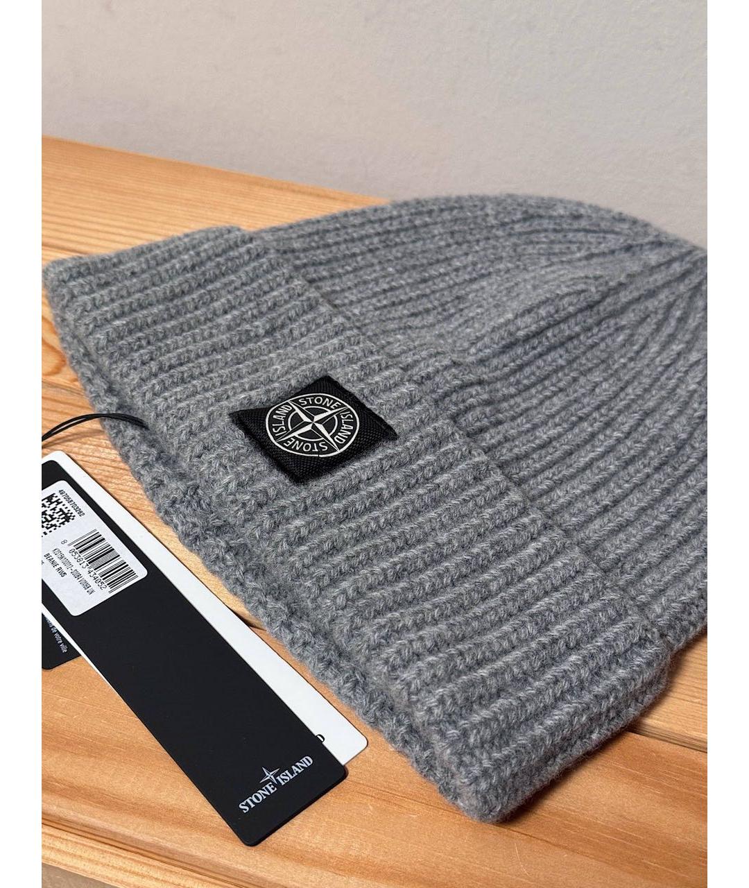 STONE ISLAND Серая шерстяная шапка, фото 4