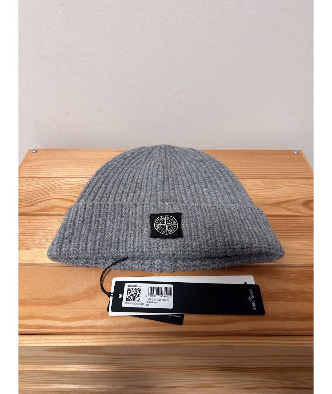 STONE ISLAND Серая шерстяная шапка, фото 2