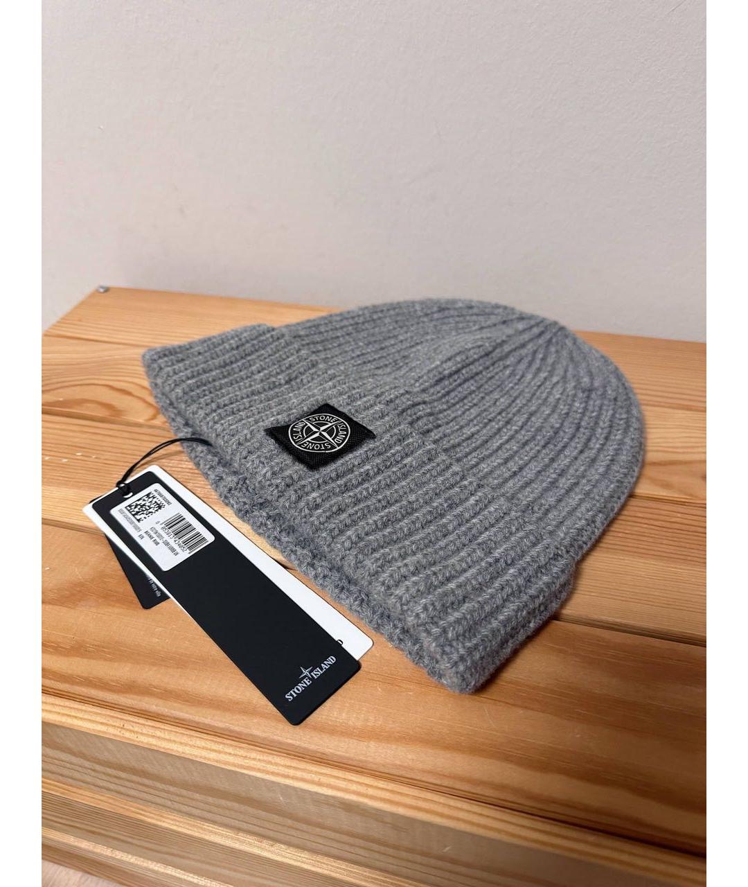 STONE ISLAND Серая шерстяная шапка, фото 3