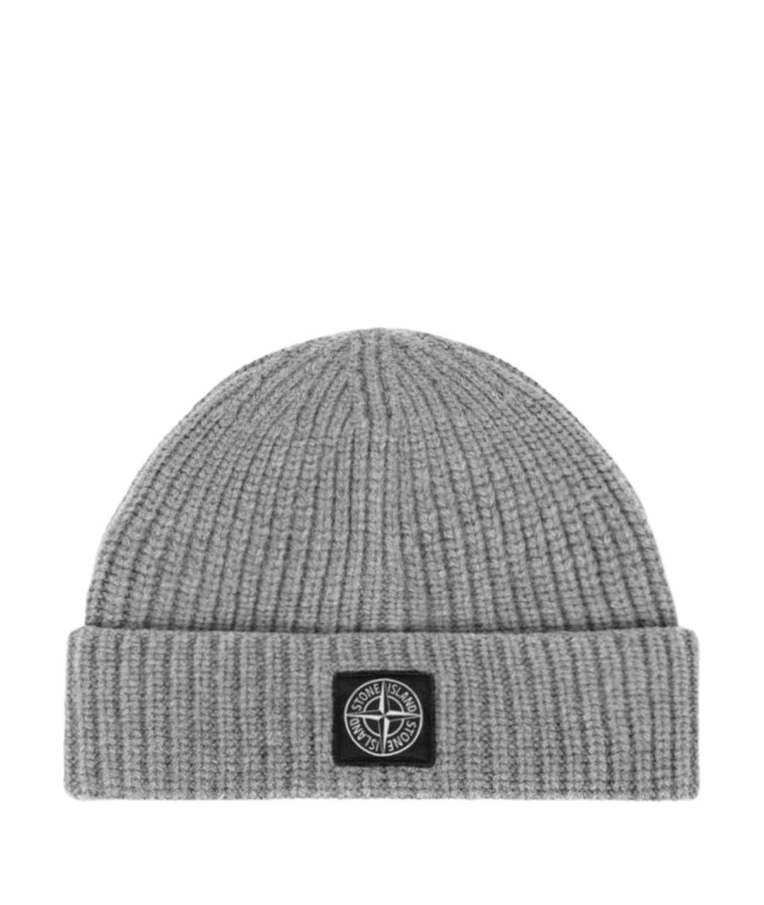 STONE ISLAND Серая шерстяная шапка, фото 1