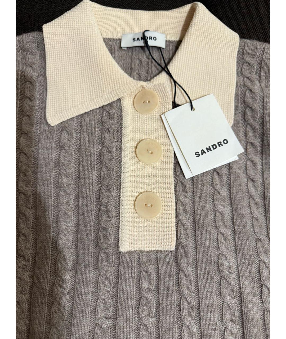 SANDRO Бежевый шерстяной джемпер / свитер, фото 2