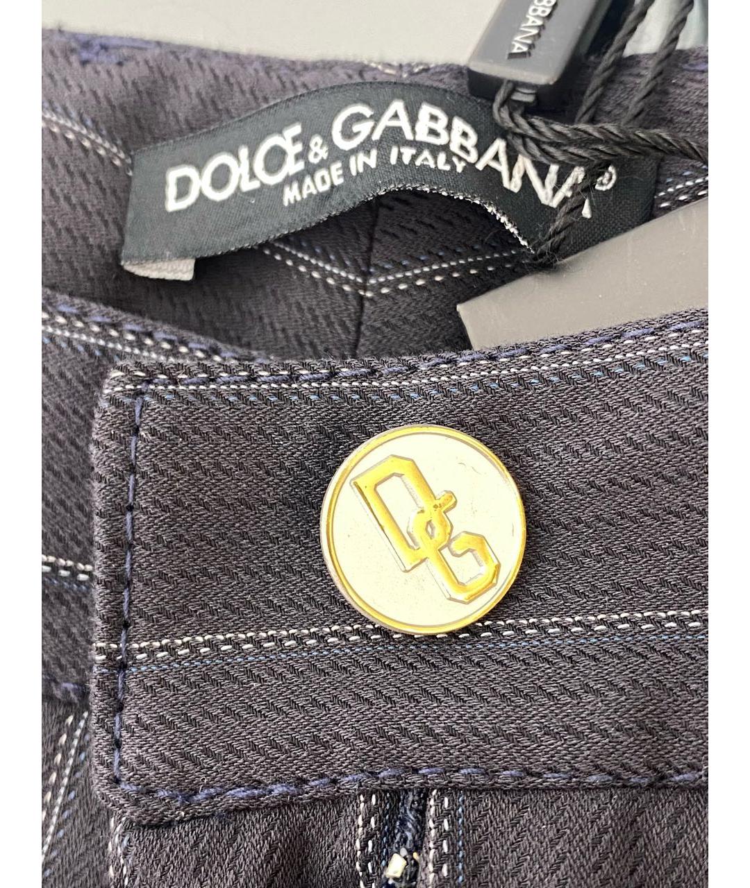 DOLCE&GABBANA Черные хлопковые прямые брюки, фото 4