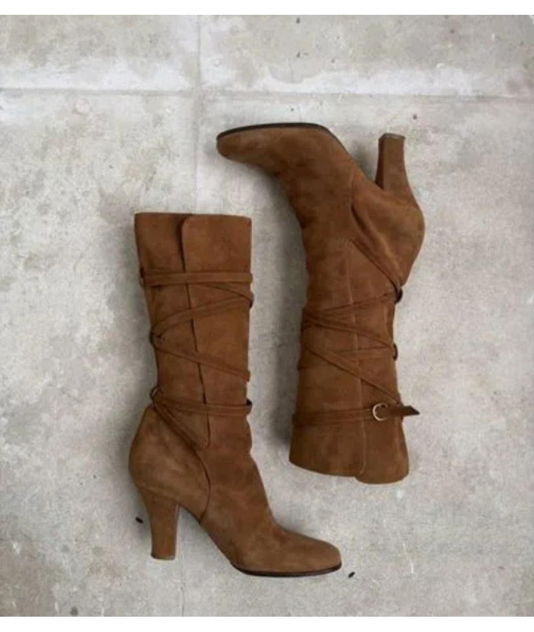 YVES SAINT LAURENT VINTAGE Коричневые замшевые сапоги, фото 2