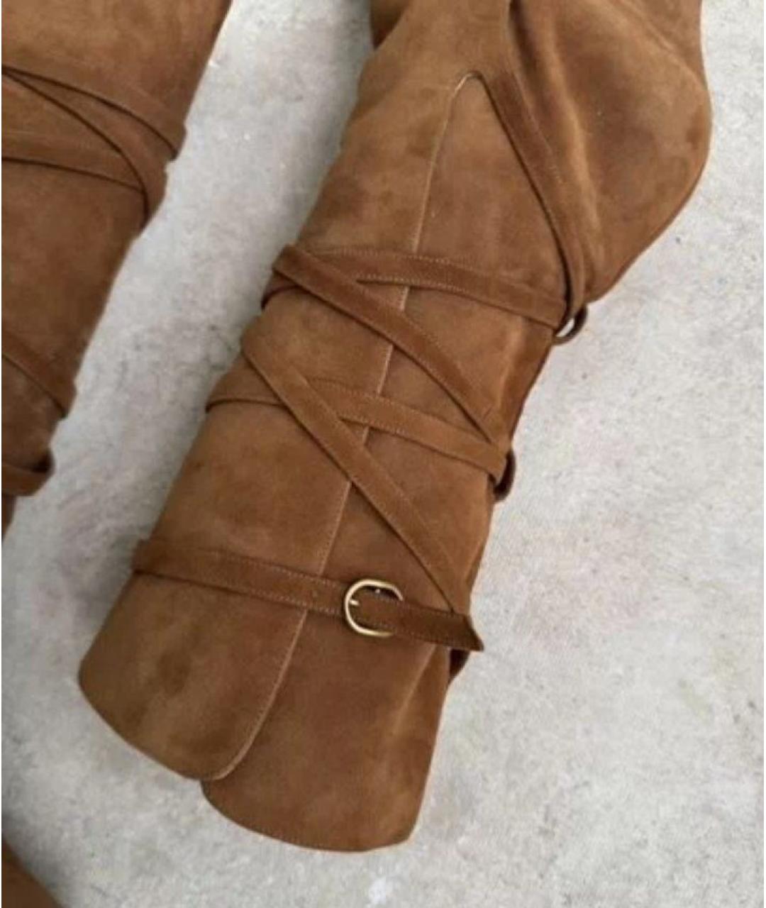 YVES SAINT LAURENT VINTAGE Коричневые замшевые сапоги, фото 4