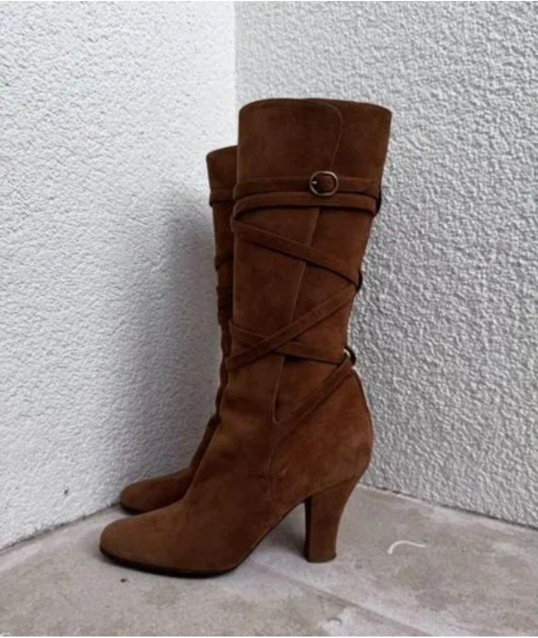 YVES SAINT LAURENT VINTAGE Коричневые замшевые сапоги, фото 7