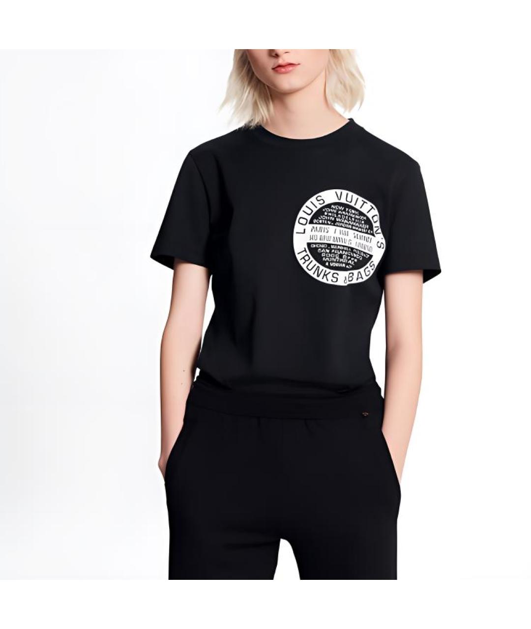 LOUIS VUITTON Черная хлопковая футболка, фото 3