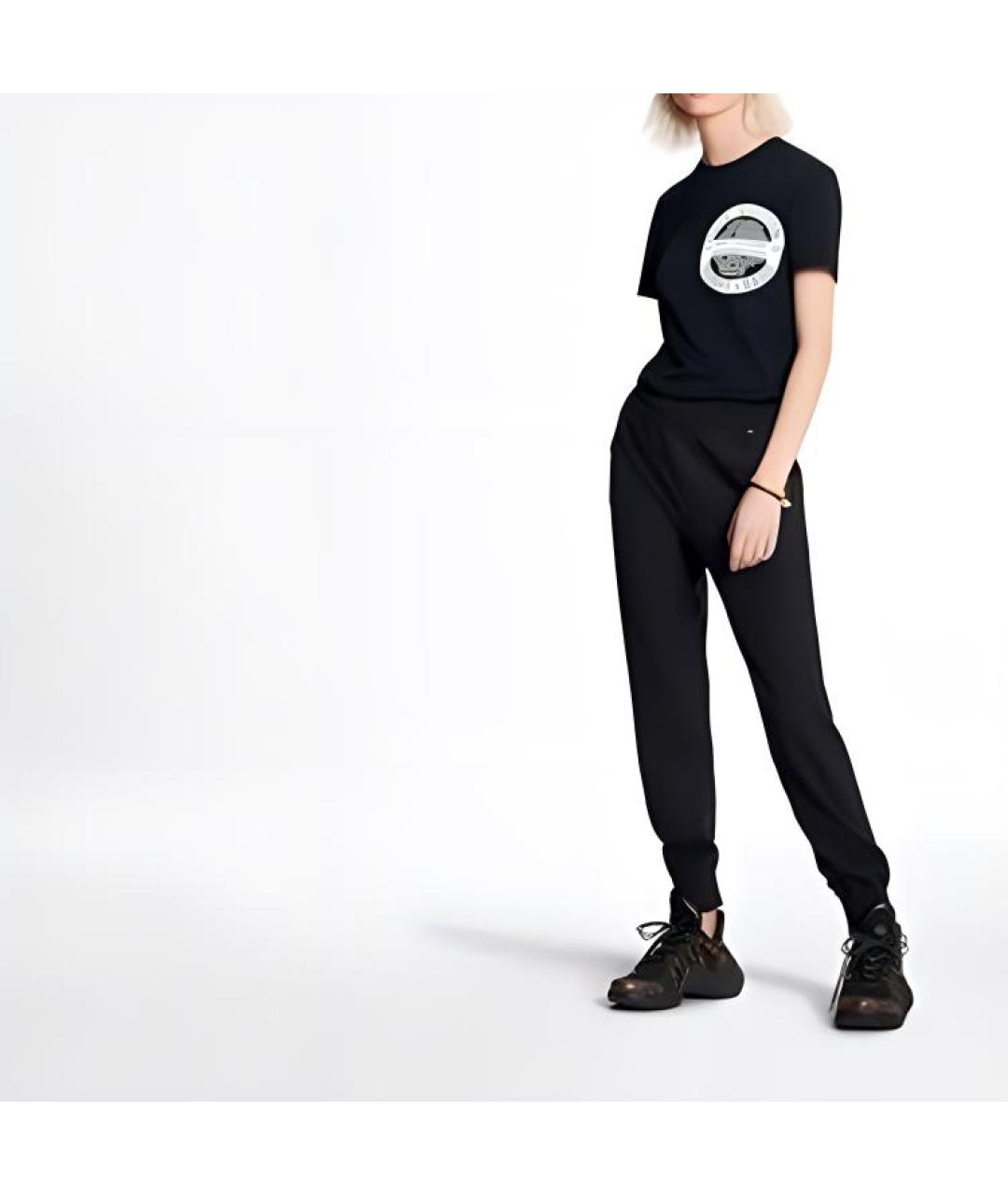 LOUIS VUITTON Черная хлопковая футболка, фото 2