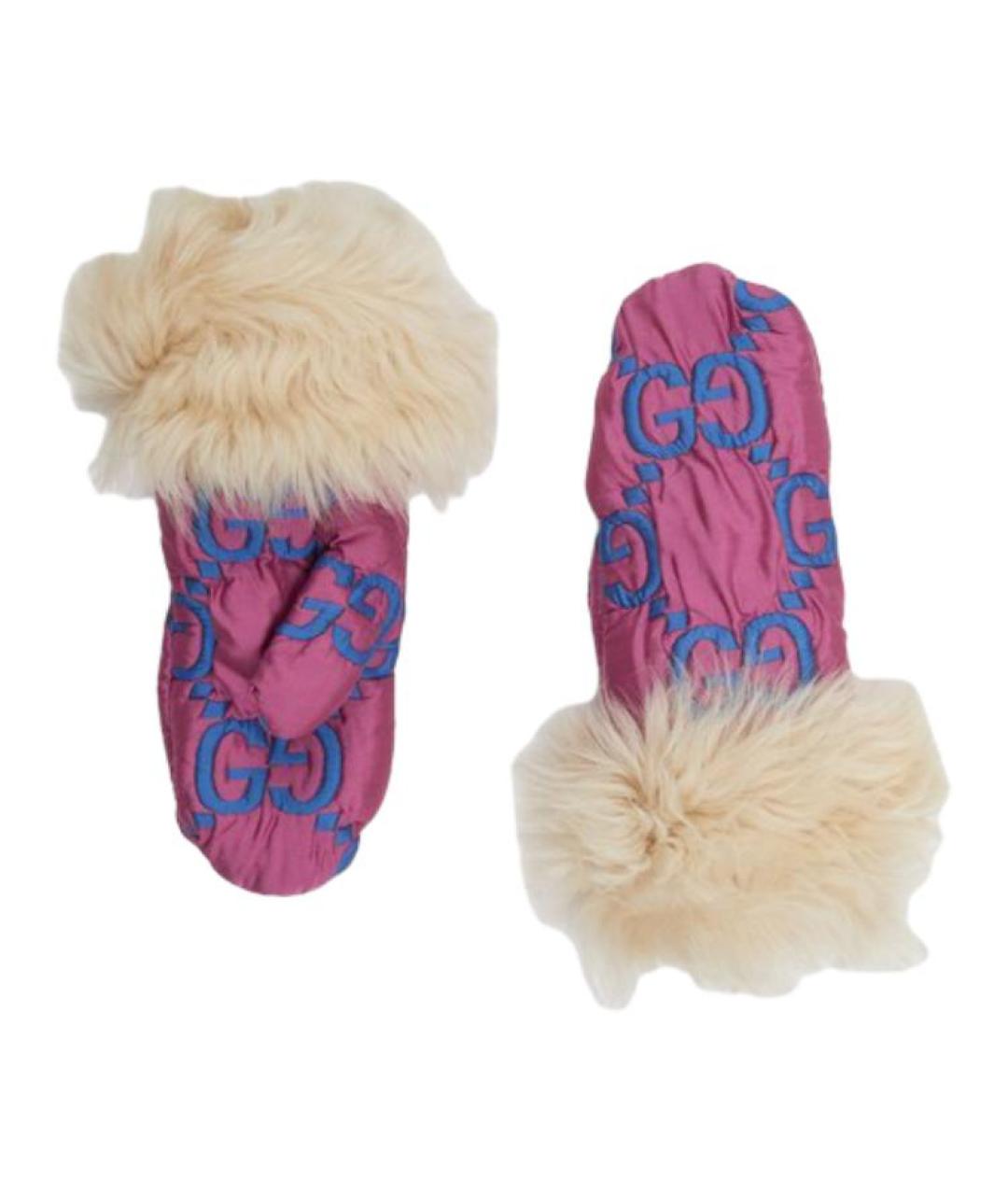 GUCCI Фиолетовые шерстяные варежки, фото 1