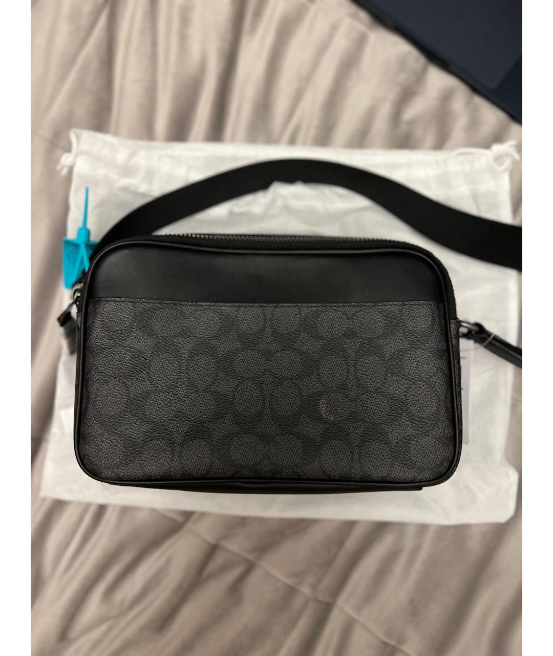 COACH Черная кожаная сумка на плечо, фото 3