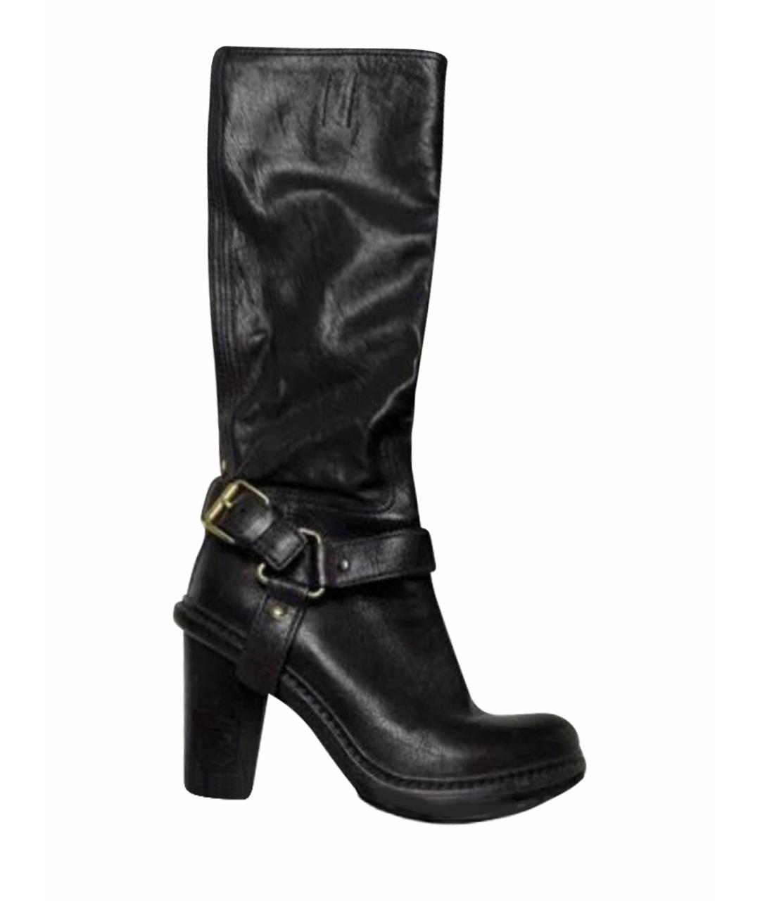 PRADA Черные кожаные сапоги, фото 1