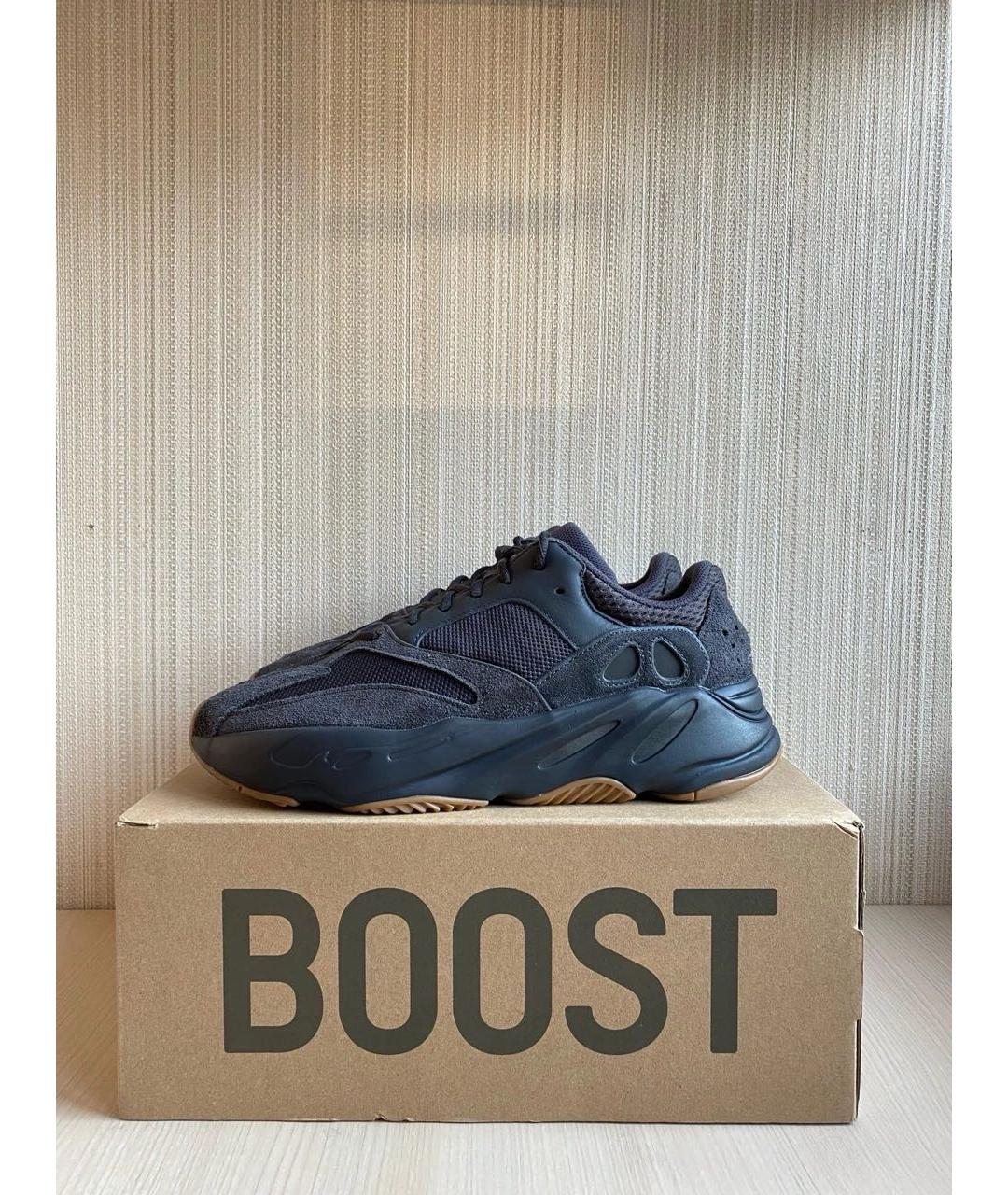 ADIDAS YEEZY Антрацитовые замшевые низкие кроссовки / кеды, фото 3