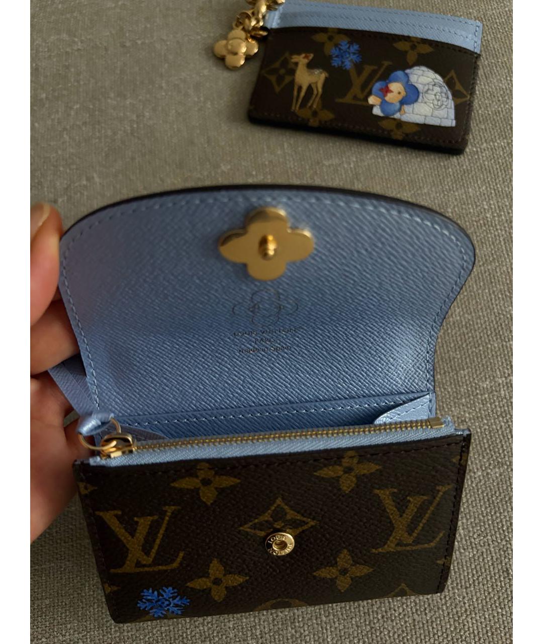 LOUIS VUITTON Коричневый кожаный кошелек, фото 4