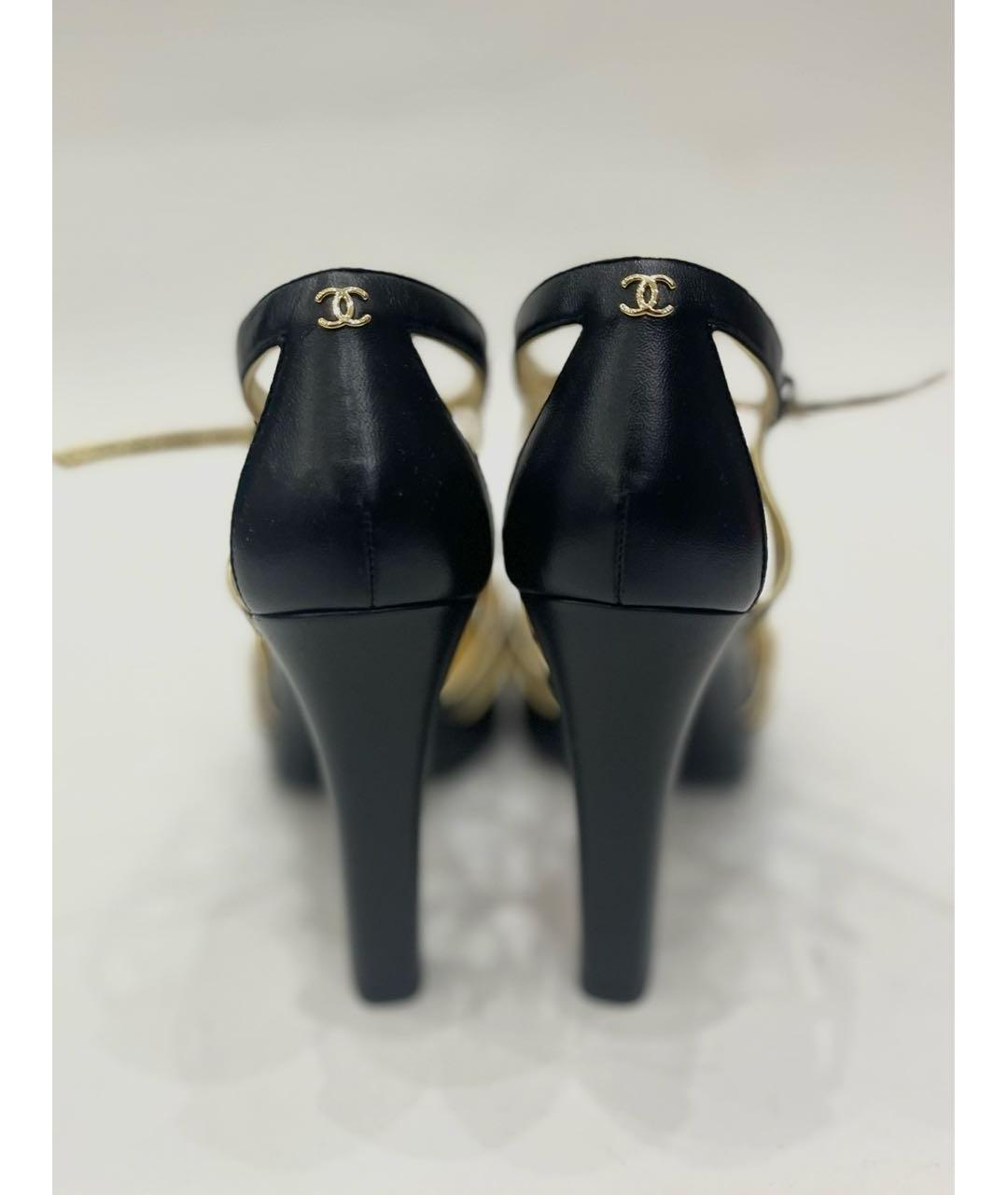 CHANEL Черные кожаные босоножки, фото 4