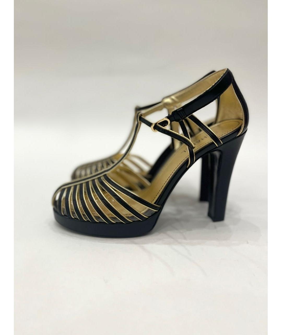 CHANEL Черные кожаные босоножки, фото 6