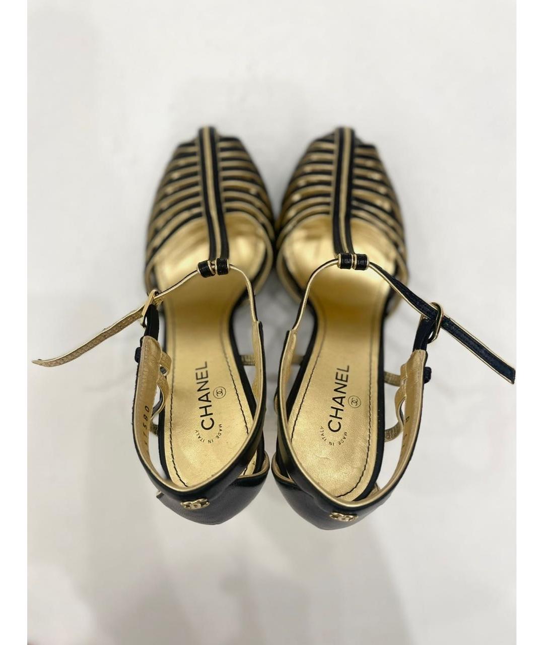 CHANEL Черные кожаные босоножки, фото 3