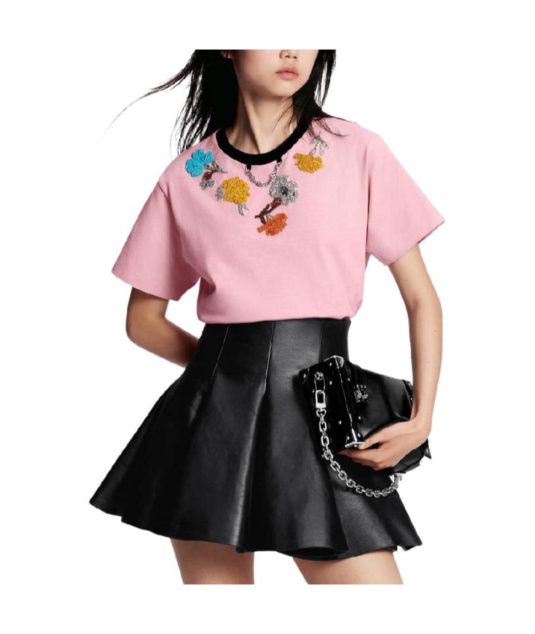 LOUIS VUITTON Розовая хлопковая футболка, фото 3