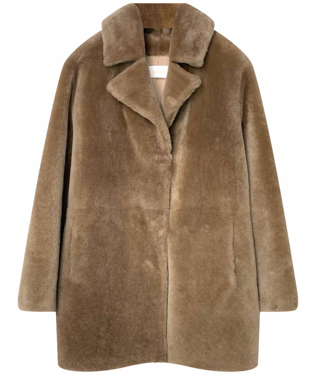 YVES SALOMON Бежевая меховая шуба, фото 1