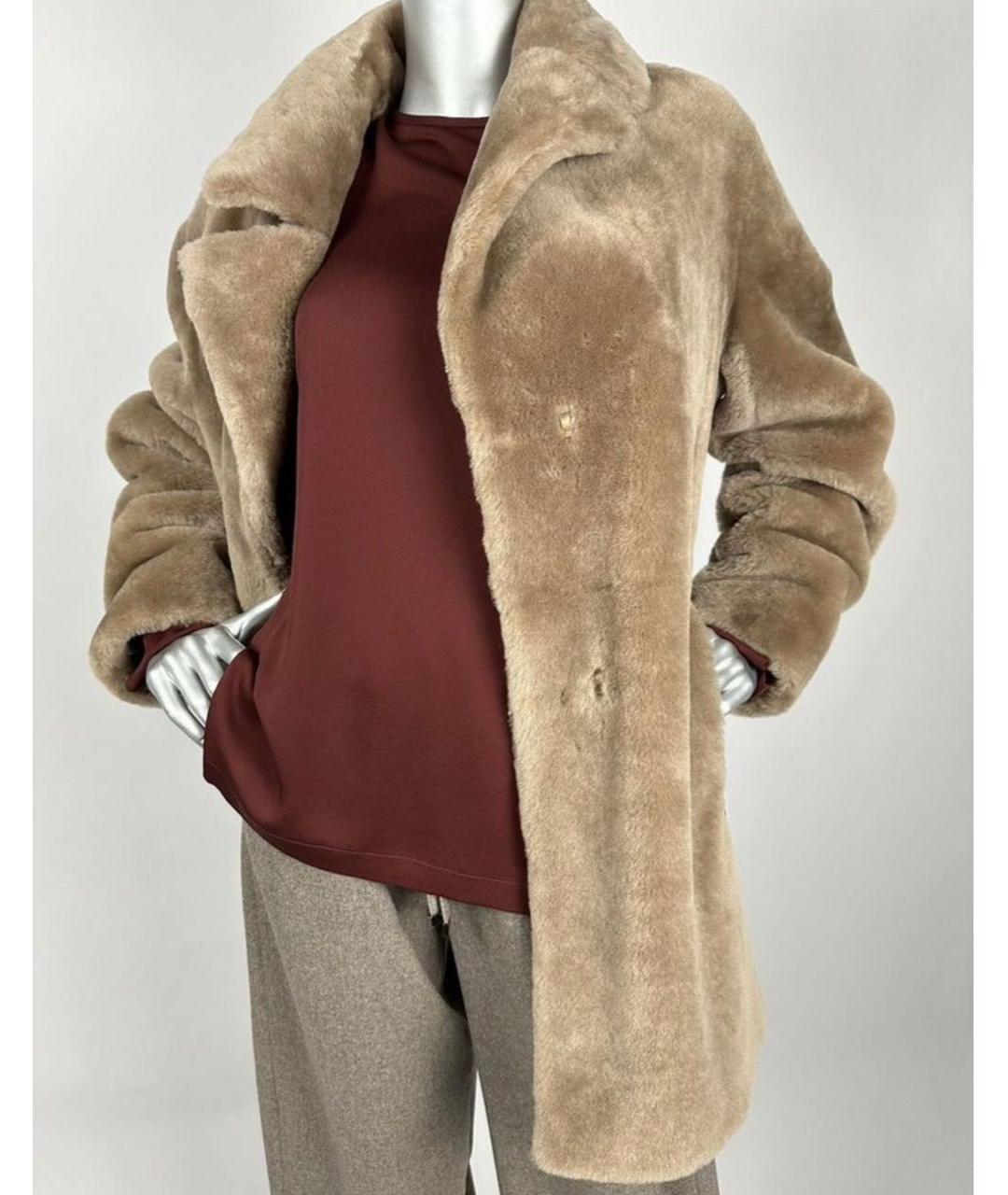 YVES SALOMON Бежевая меховая шуба, фото 8