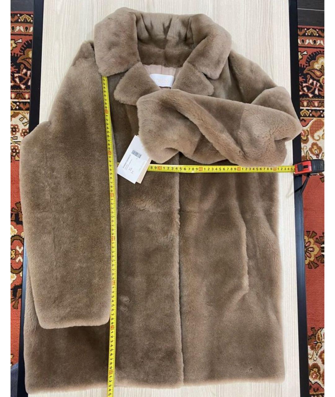 YVES SALOMON Бежевая меховая шуба, фото 5