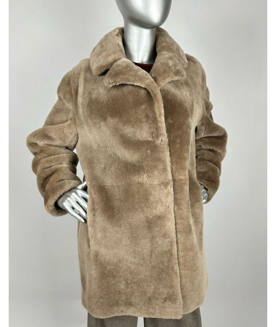 YVES SALOMON Бежевая меховая шуба, фото 7