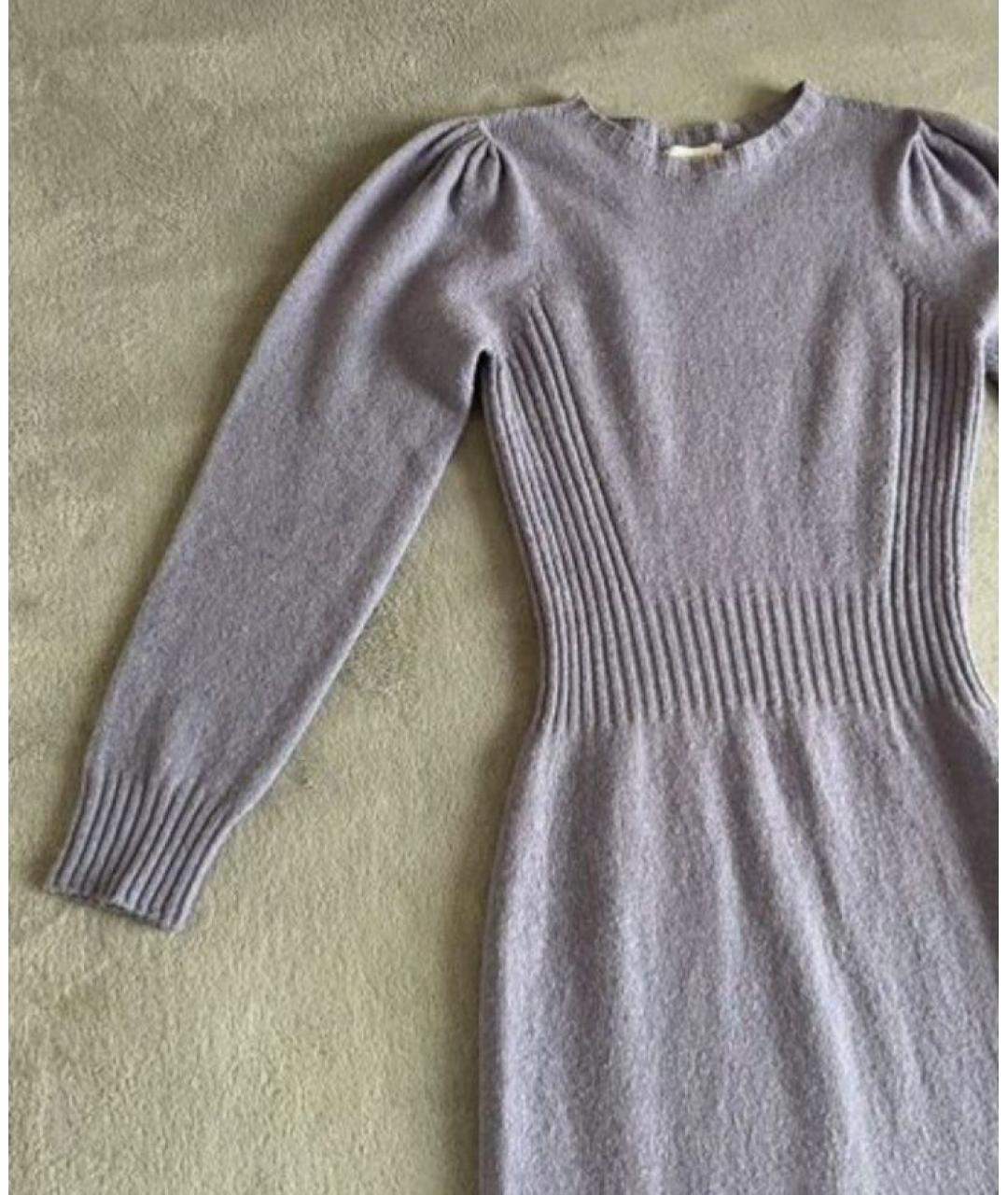 TWIN-SET Фиолетовое шерстяное повседневное платье, фото 6