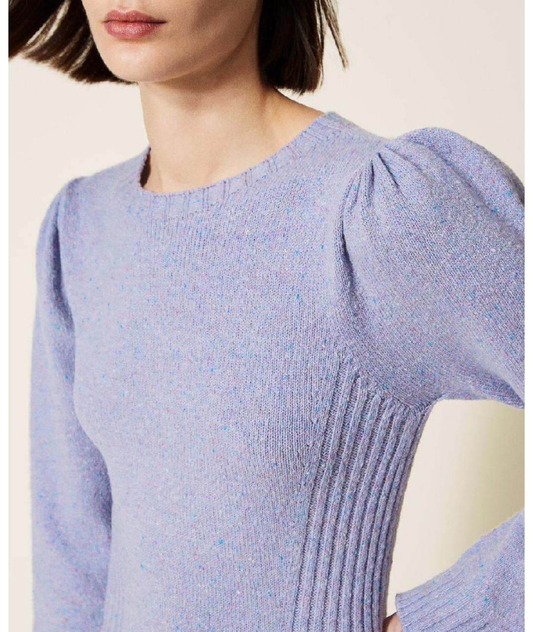 TWIN-SET Фиолетовое шерстяное повседневное платье, фото 5