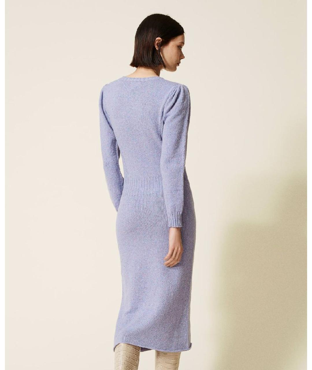 TWIN-SET Фиолетовое шерстяное повседневное платье, фото 4