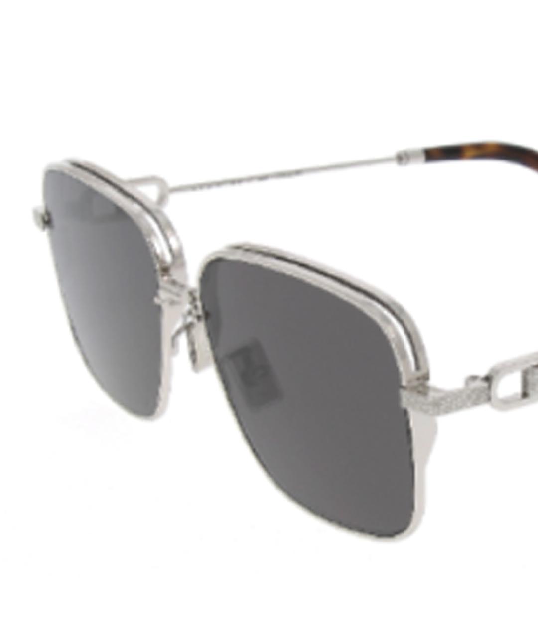 CHRISTIAN DIOR Серебряные металлические солнцезащитные очки, фото 3