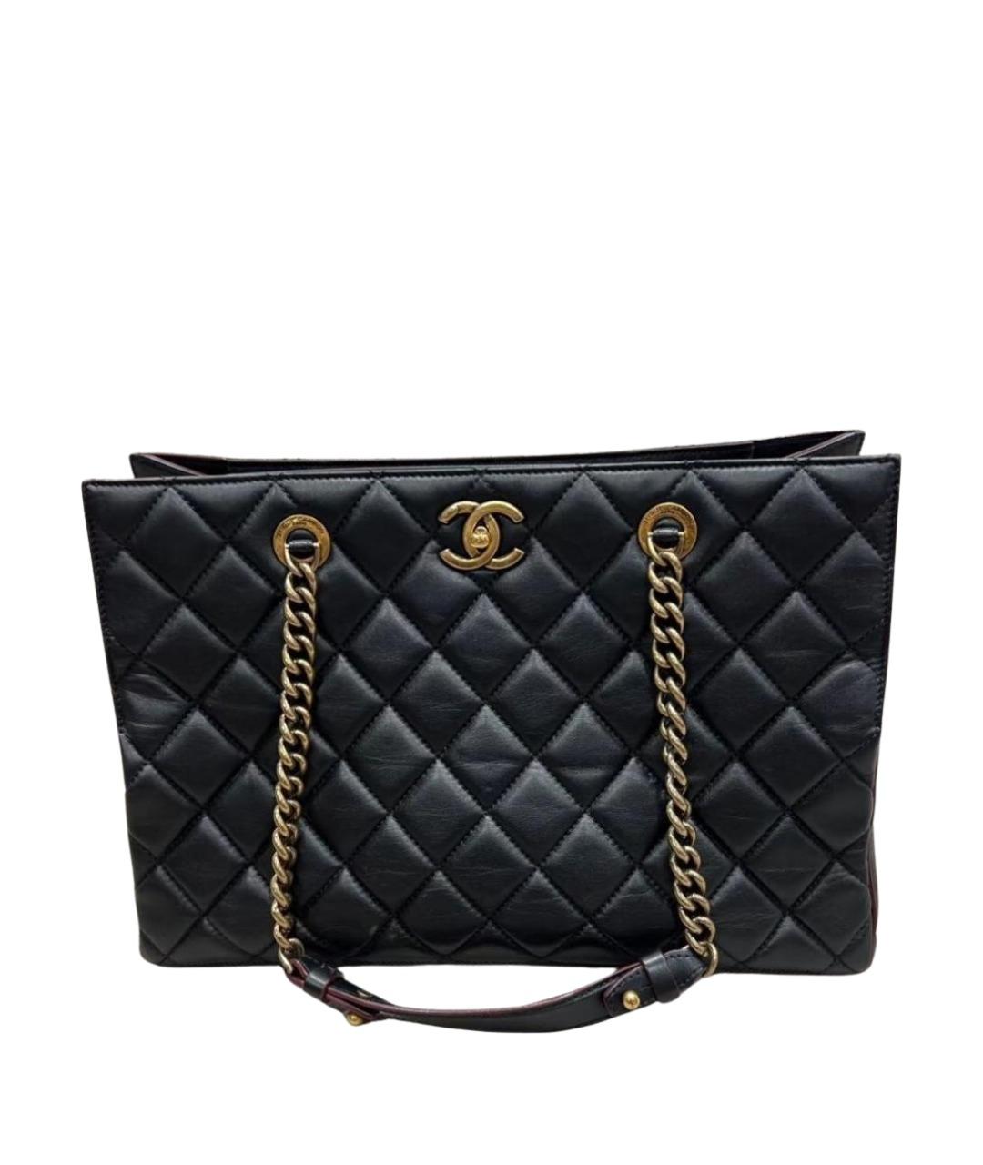 CHANEL Черная кожаная сумка тоут, фото 1