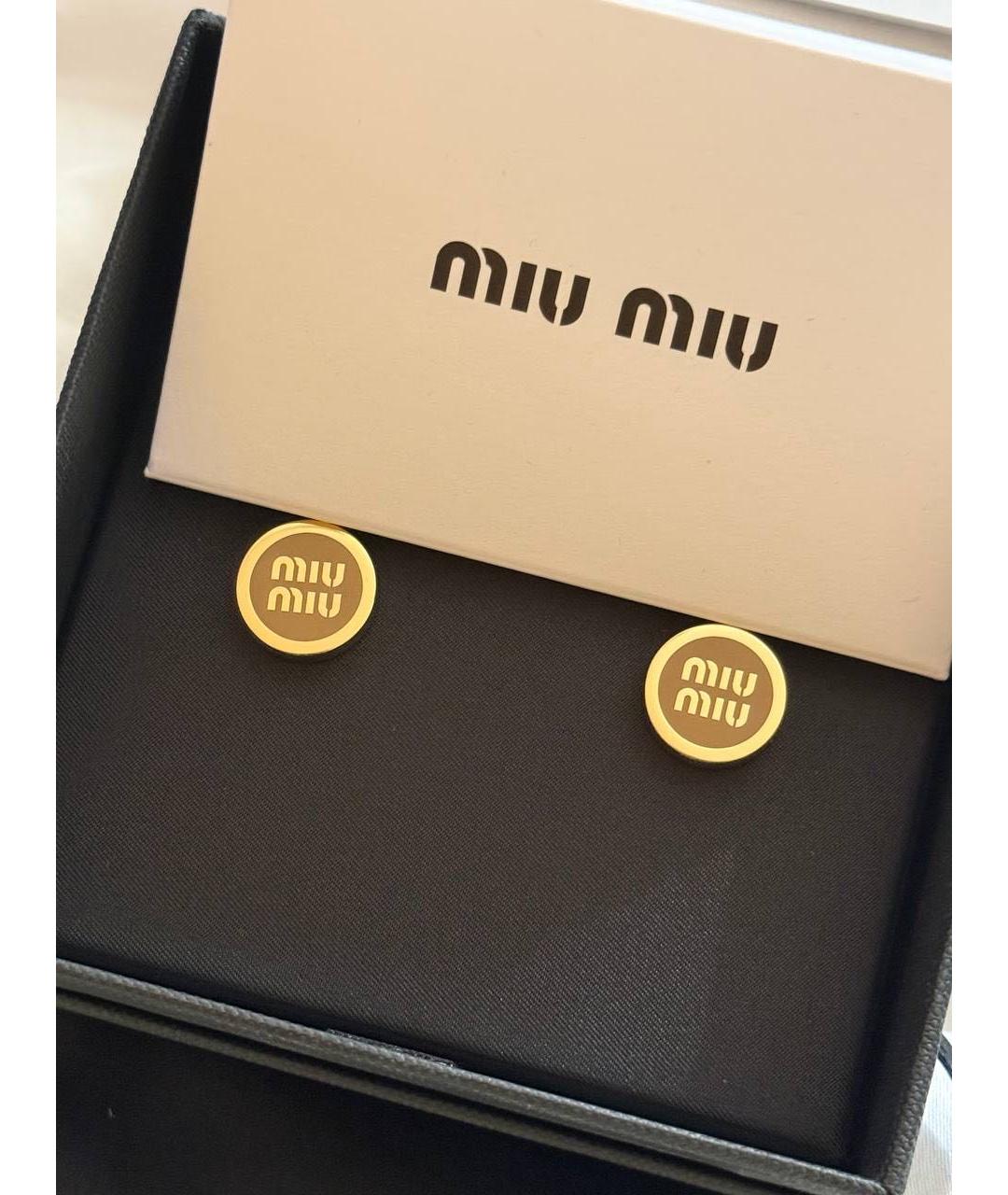 MIU MIU Коричневые металлические серьги, фото 5